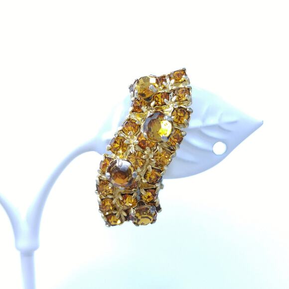 Alice Caviness Topaz Rhinestone Earrings, 1960s Vintage Jewelry - Picture 6 of 10